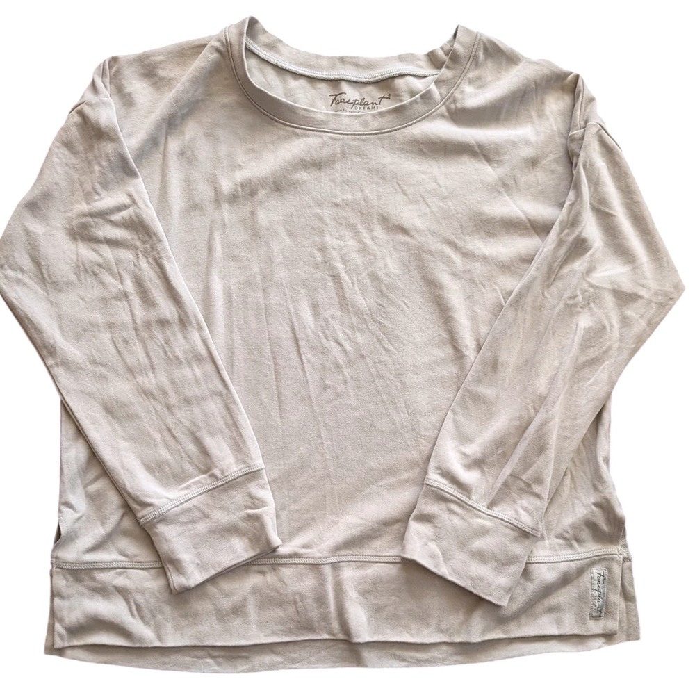 Faceplant Dreams Gray Long Sleeve Crewneck Sweatshirt Lounge Top Bamboo Sz LARGE